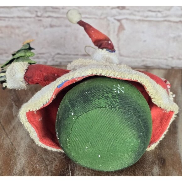 Old World Santa Gifts VTG Design Fabric Mache Roly Poly Christmas Ornament 6" - Picture 5 of 8